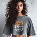 Every Day Is A  New Beginning كروب توب اوفر سايز باللون الرمادي