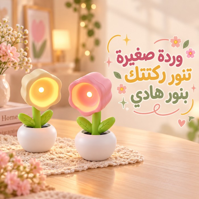 وناسة ميني شكل وردة برأس متحركة للمكتب يعمل بالبطارية