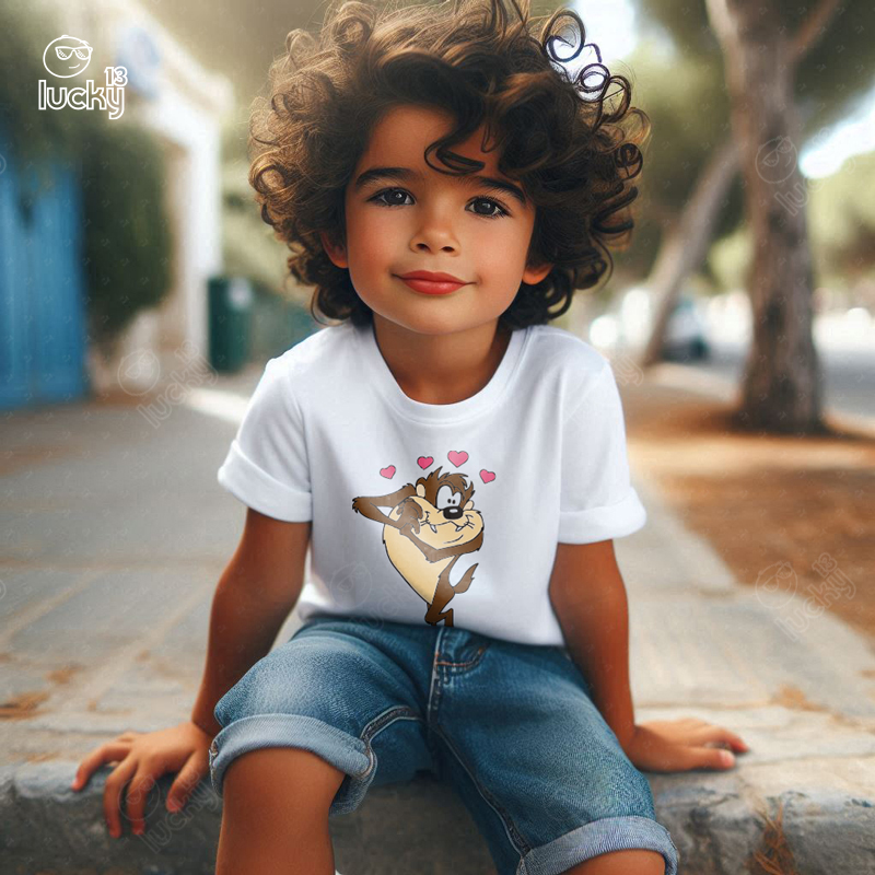 looney tunes taz تيشيرت اطفال قطن باللون الابيض