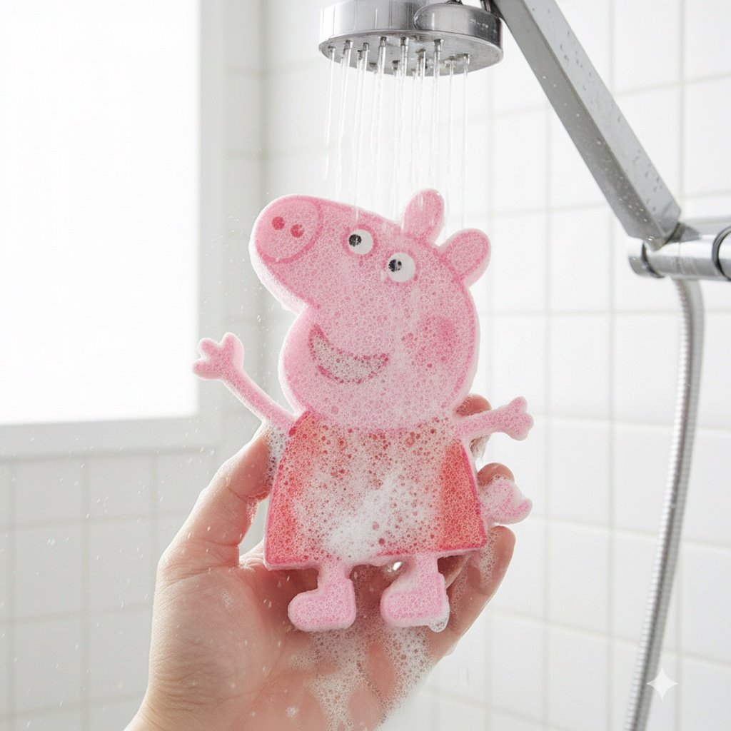 ليفة استحمام كيوت ناعمة علي البشرة شكل بيبا بيج الخنزير