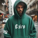 Cairo99 Needlework هودي اوفر سايز قطن للرجال باللون الاخضر