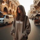 هودي &quot;القاهرة&quot; اوفر سايز قطن للنساء باللون البني