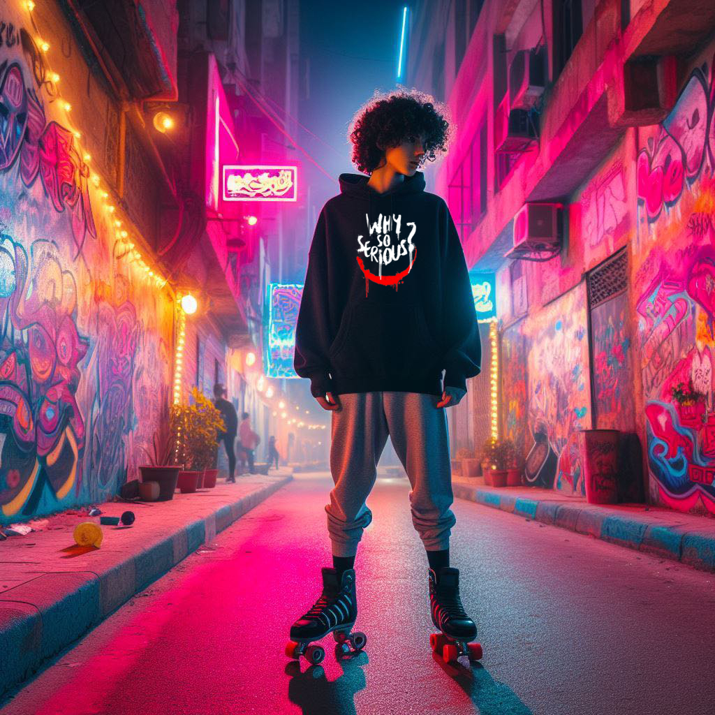 Why So Serious ?  هودي اوفر سايز قطن باللون الأسود