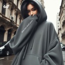 This Too Shall Pass هودي اوفر سايز قطن باللون الرمادي