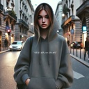 Till Death We Do Art هودي اوفر سايز قطن  باللون الرمادي