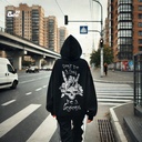 Be A Legend هودي اوفر سايز قطن للنساء باللون الأسود