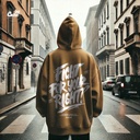 Fight For Your Right هودي اوفر سايز قطن للرجال باللون البني