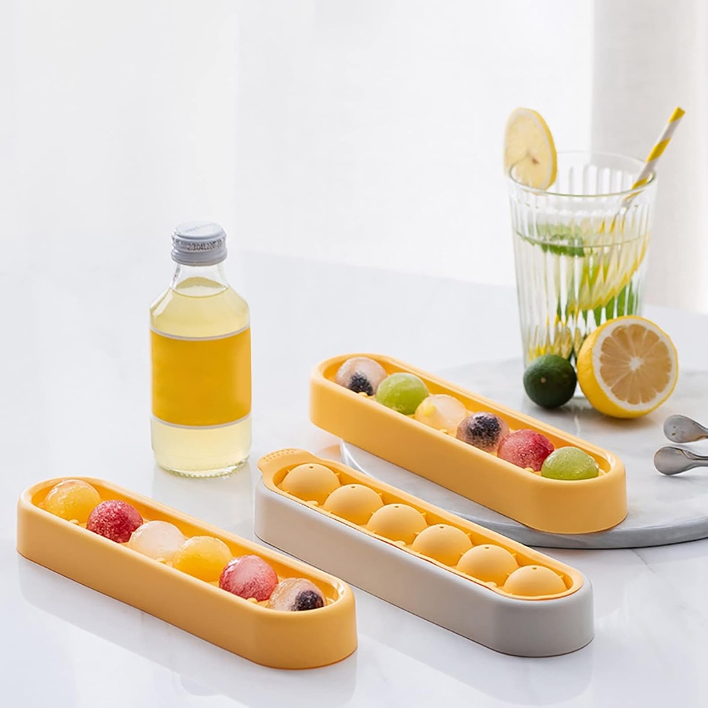 قالب كور ثلج مكونة من 6 قوالب مع غطاء سيليكون للمشروبات المثلجة