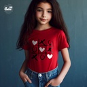 XOXO  تيشيرت اطفال قطن باللون الاحمر