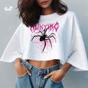 Hunting كروب توب اوفر سايز قطن باللون الأبيض