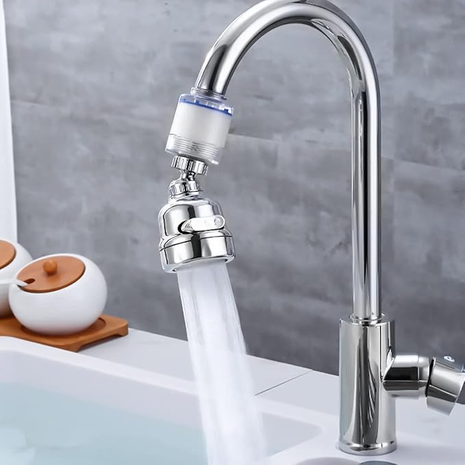 وصلة حنفية متحركة بدوران 360 درجة مزودة بفلتر داخلي ب 3 مستويات لتنظيم قوة ضخ المياه