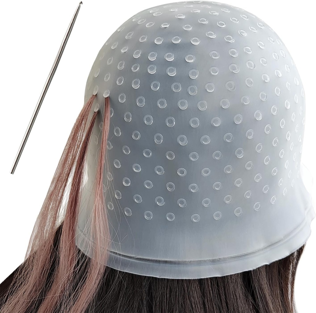 بونيه صبغة سيليكون مثقوب بفتحات لتوزيع اللون بدقة مع ابره للسحب