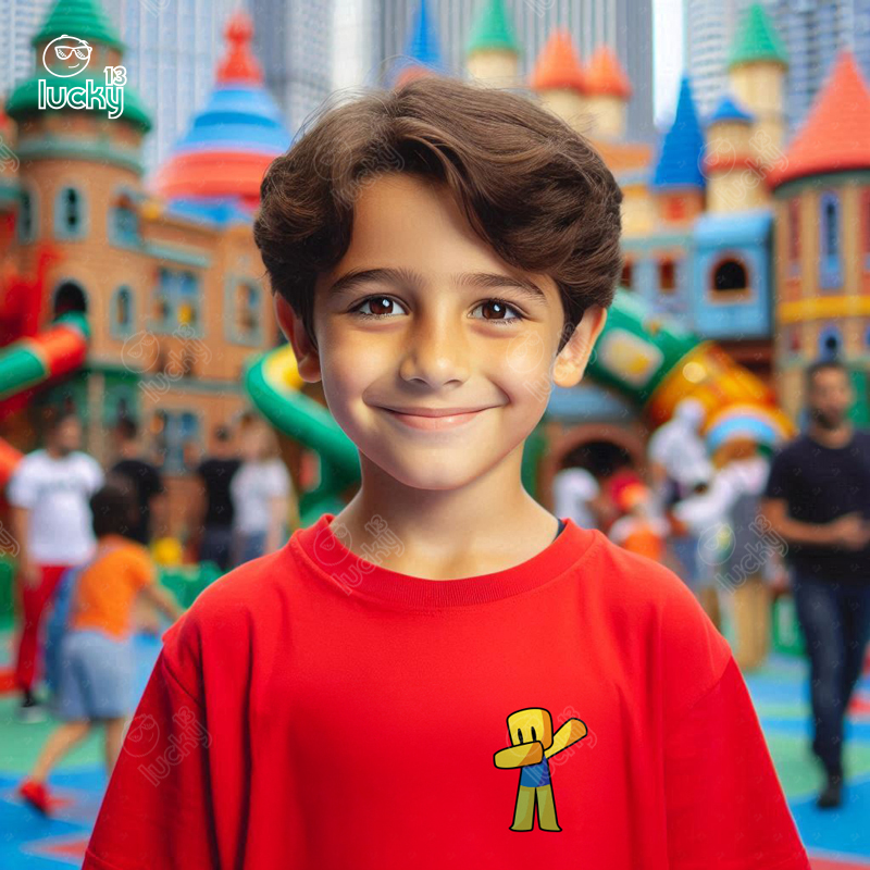 Roblox Kid تيشيرت اطفال قطن باللون الاحمر