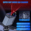 شاحن سيارة 4×1 مع ضوء ليد وكابلات قابلة للسحب ومنفذ يو اس بي _ 120 واط