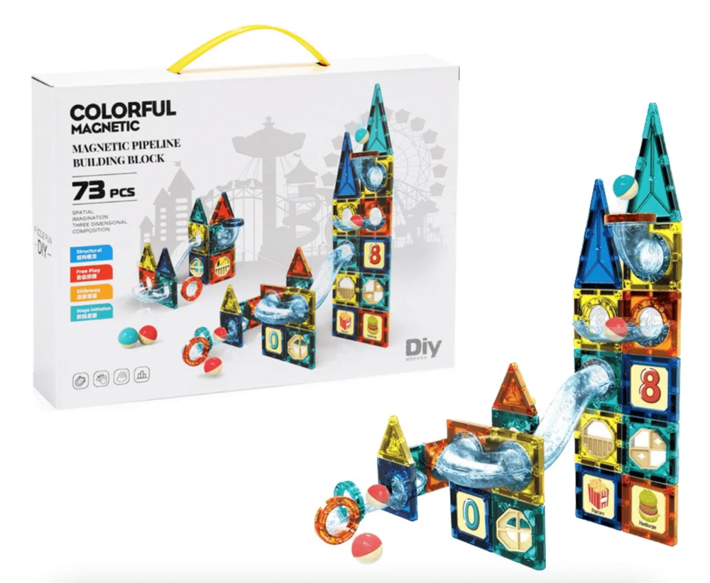 لعبة  بيت مكعبات بلاط مغناطيسي للأطفال _ 73 قطعة