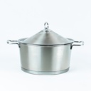 حلة استانليس ستيل مقاس 24 * 12سم بغطاء ويدين لسهولة الحمل