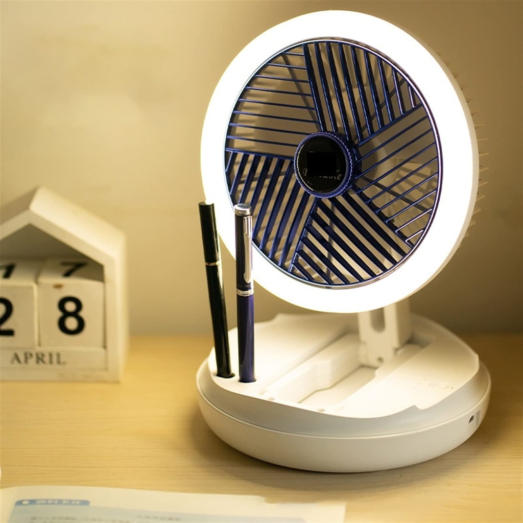 مروحة مكتب قابلة للطي ب 4 سرعات تهوية مختلفة بإضاءة ليد