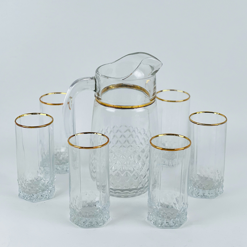 طقم  شربات زجاج 7 قطع لتقديم العصائر والمشروبات