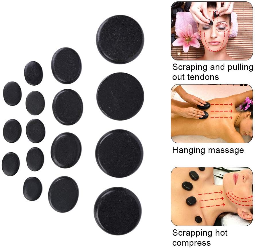 احجار حرارية للعلاج بالتدليك ولاسترخاء الجسم 16 قطعة