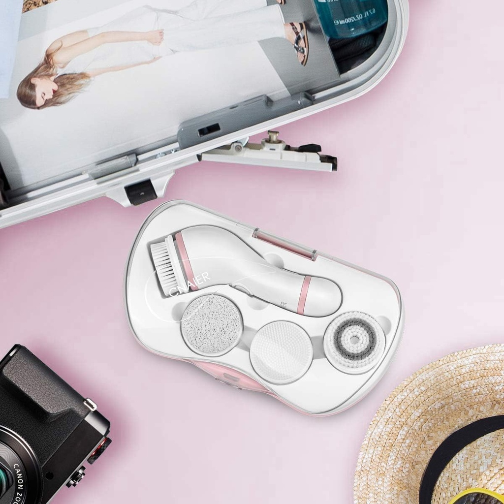 جهاز تنظيف وتقشير الوجه ب4 رؤوس مختلفة قابلة للتبديل بيو إس بي للشحن