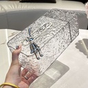 علبة مناديل اكليريك شفاف مزخرف مقسمة ل3 خانات