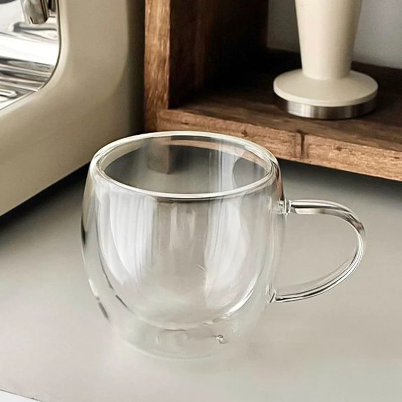 مج زجاج دبل شفاف 150 ملي لشرب وتقديم القهوة والعصائر