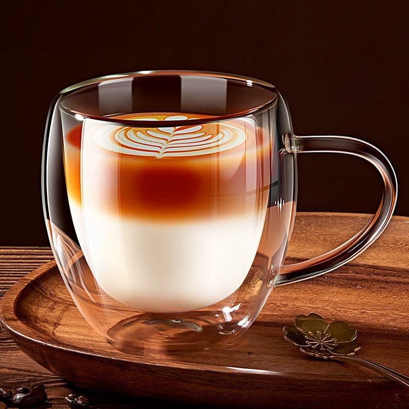 مج زجاج دبل شفاف 200 ملي لشرب القهوة والشاي