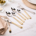 طقم معالق وشوك وسكاكين استانلس ستيل تركي 24 قطعة بمقبض بحواف جولد أنيقة