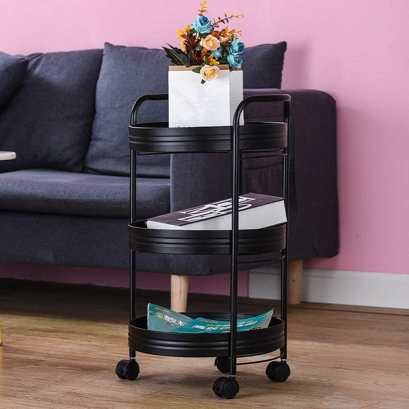 منظم وعربة 3 دور لتنظيم الأدوات وتقديم الطعام للمطبخ والحمام بعجلات لسهولة الحركة