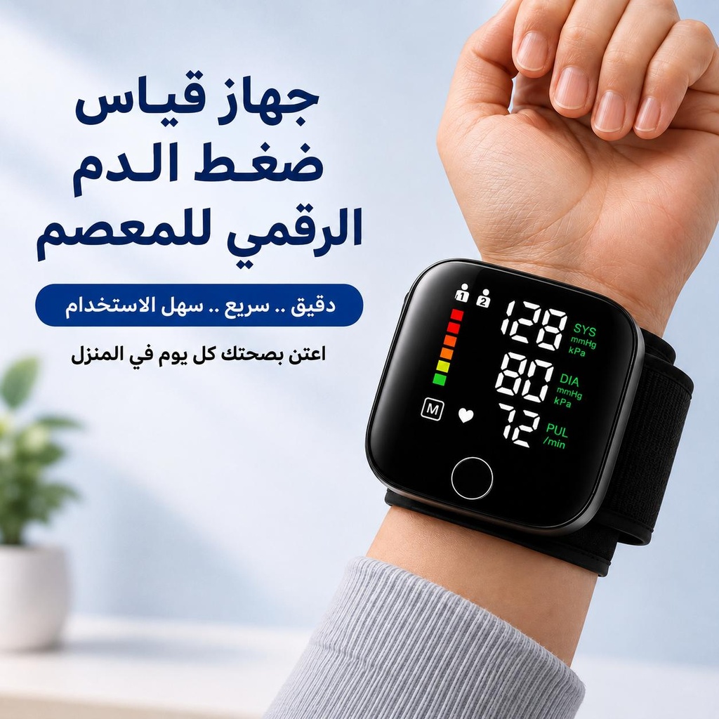 جهاز قياس ضغط الدم الرقمي للمعصم بشاشة LED وذاكرة لشخصين