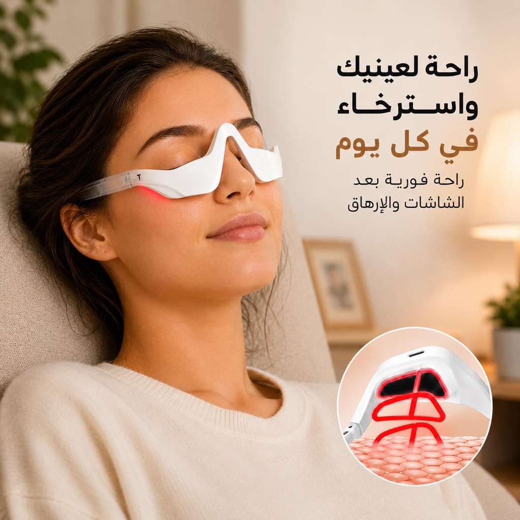 جهاز مساج للعين بالضوء الأحمر بتقنيةالاهتزاز والتحفيز الكهربائي مع 4 أوضاع تدليك و3 مستويات