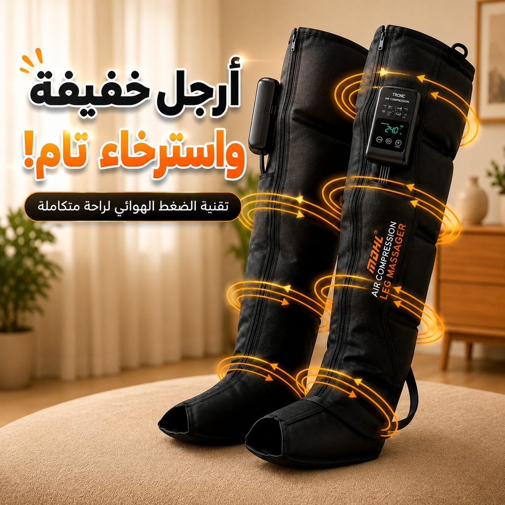 جهاز مساج للقدم بالضغط الهوائي مع 5 أوضاع و7 مستويات ضغط قابل للشحن   قطعة واحدة