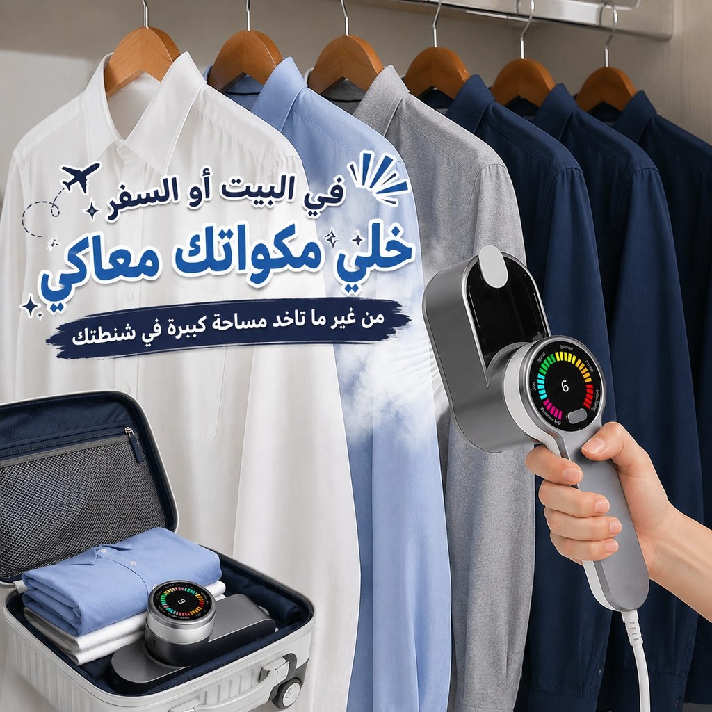 مكواة بخار بشاشة LED محمولة بـ 6 أوضاع للكي 1200 وات