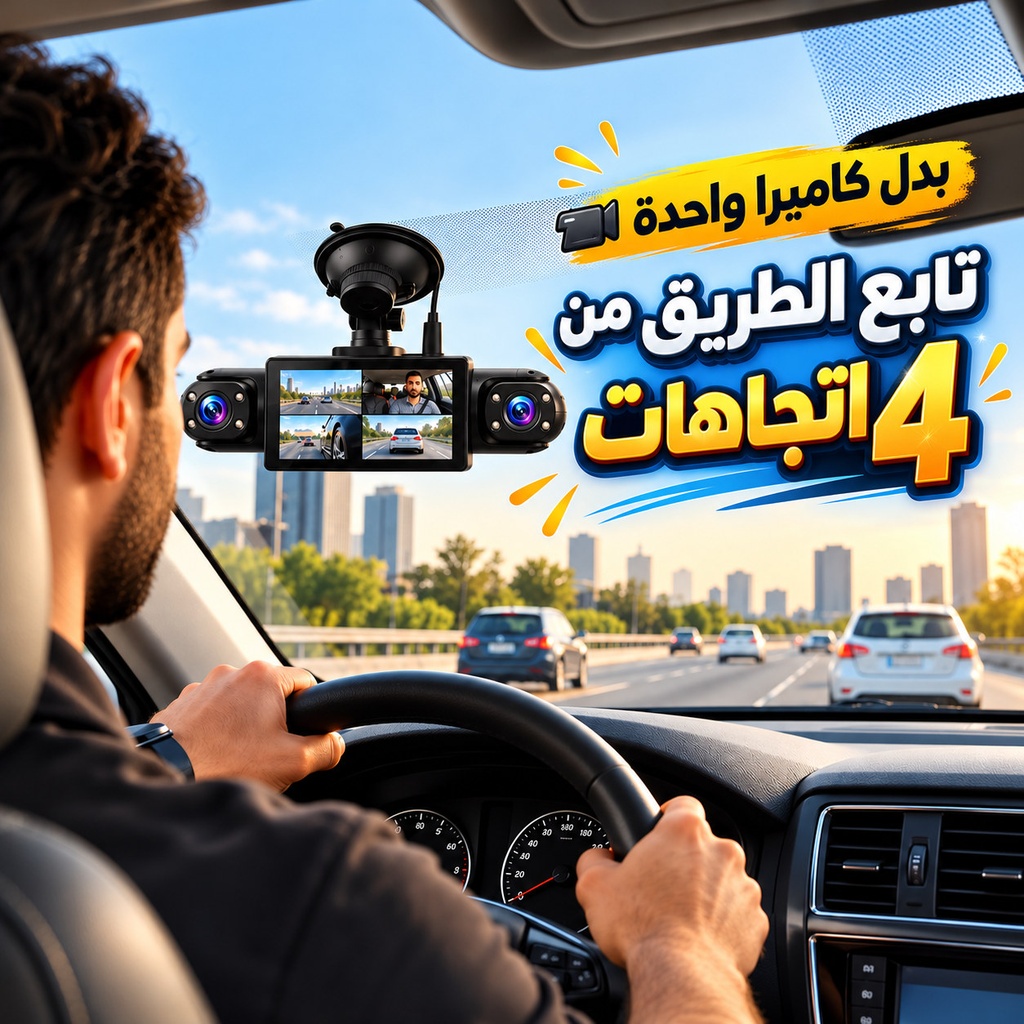 كاميرا مراقبة للسيارة 4 كاميرات أمامية وخلفية وجانبية بدقة 1080P ورؤية ليلية