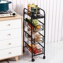 ترولي معدن 4 دور بسلات شبكية متحركة لحمل وتنظيم ادوات المطبخ والحمام بعجلات لسهولة الحركة