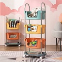 تربو 4 دور منظم وحامل لأدوات المطبخ والحمام ولعب الأطفال بعجلات لسهولة الحركة