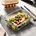 علبة ثلاجة من الزجاج لحفظ الطعام مع غطاء خشبي