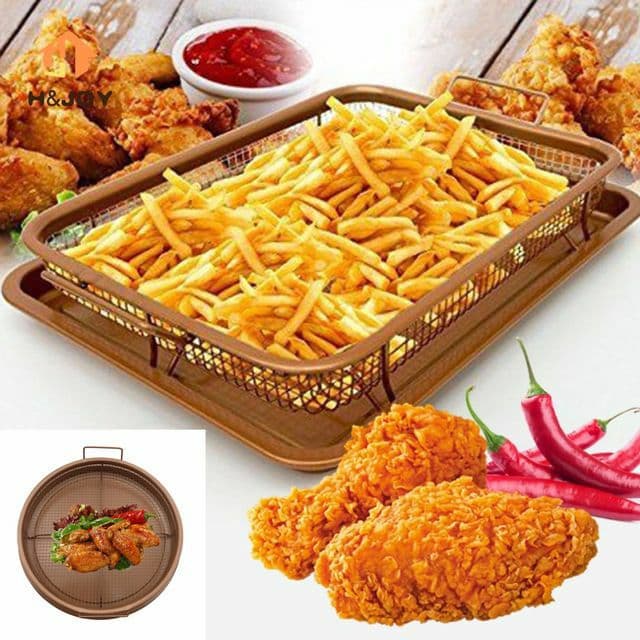 صينية التحمير الهوائية بدون دهون في الفرن المستطيلة ذات الشبكة لعمل أشهى المأكولات الصحية