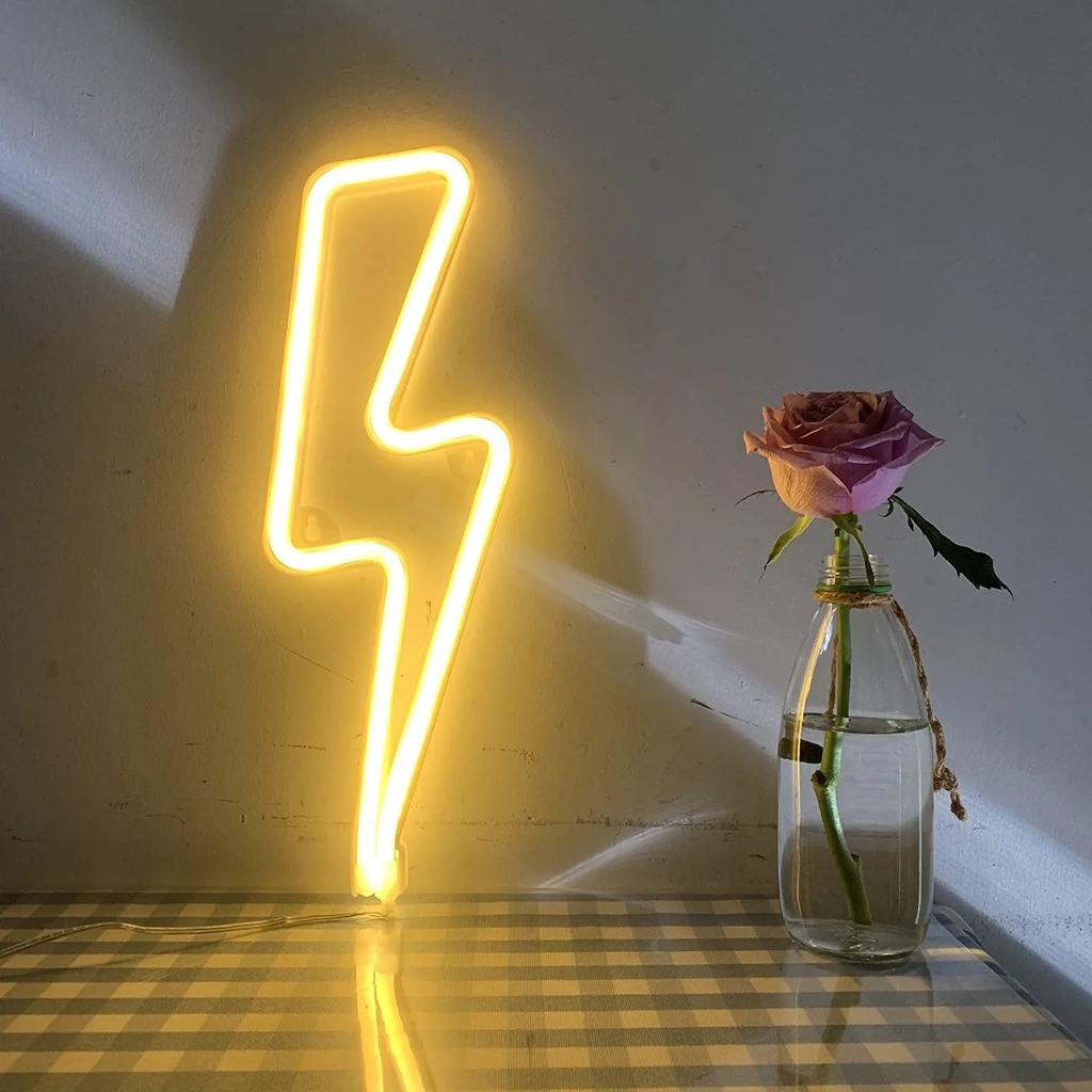 Yellow Lighting Bolt Neon Led Light Sign Art Decor 45*35 Cm