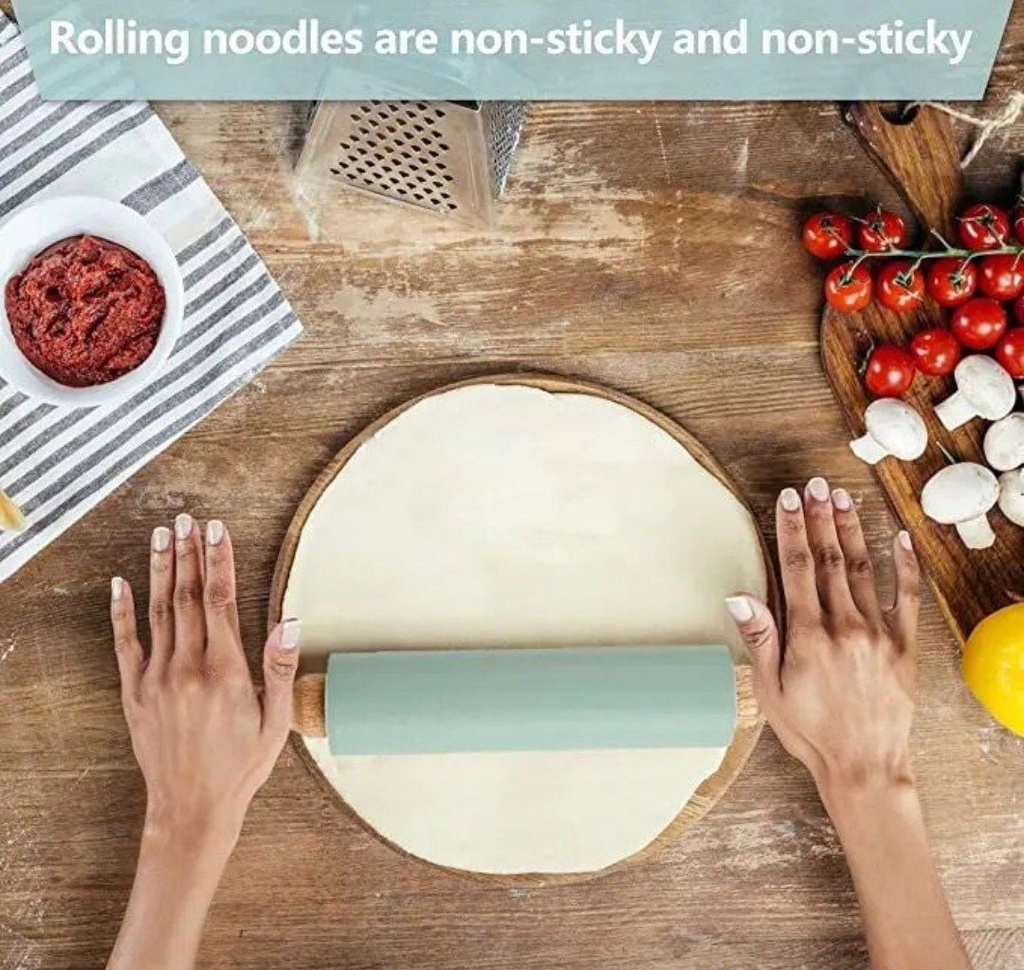 نشابة ومفرش عجين سيليكون غير لاصق لصنع الفطائر والبيتزا