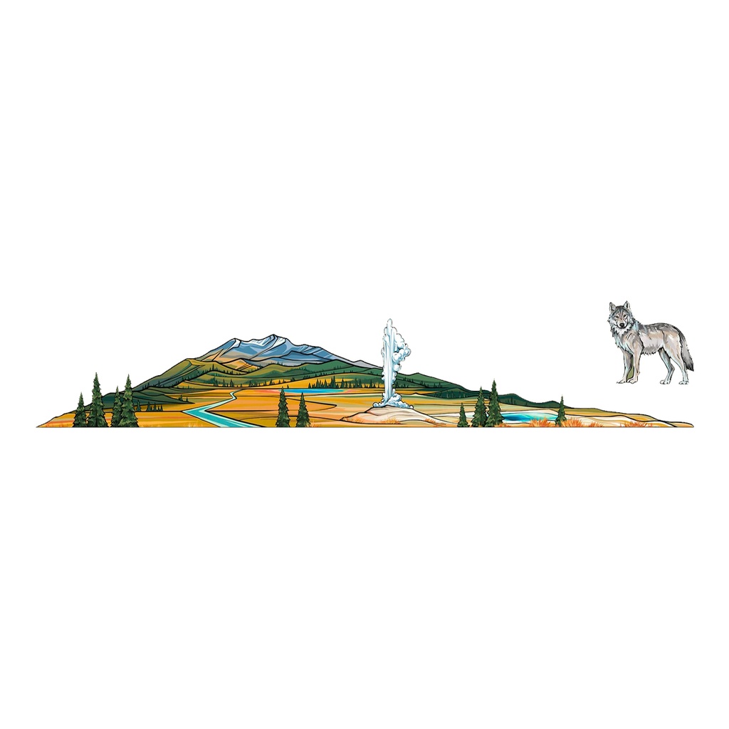 Wolf Mountain Vinyl Sticker Reusable &amp; Waterproof For Water Bottles