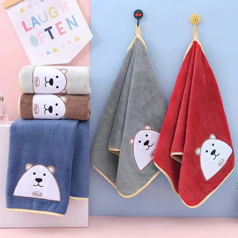 طقم فوط مطبخ 5 قطع مايكروفيبر لتنشيف اليد شكل دبدوب بألوان مختلفة