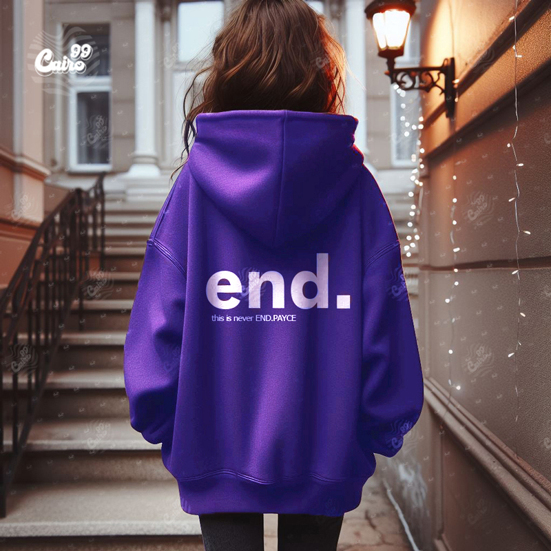 End  هودي اوفر سايز قطن باللون الموف