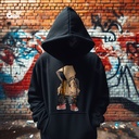 Rapper Street هودي اوفر سايز قطن باللون الأسود