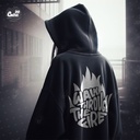 Walk Through the Fire هودي اوفر سايز قطن  باللون الأسود