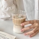 كوباية 300 ملي متدرجة زجاج شفاف مضلع لشرب وتقديم العصائر والنسكافيه واللاتيه للضيوف بشكل شيك