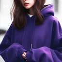 هودي اوفر سايز قطن سادة باللون الموف للنساء