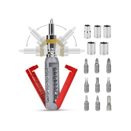 [HH00016856] مفك براغي مغناطيسية 14 في 1 برأس قابلة للدوران بزوايا 180 درجة