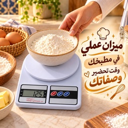 [HH00001017] ميزان إلكتروني محمول لوزن الطعام والمشتريات بدقة من 1 جرام حتى 7 كجم