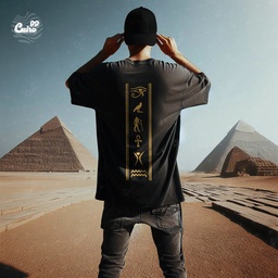 Gold of the Gods تيشيرت اوفر سايز قطن باللون الاسود للرجال